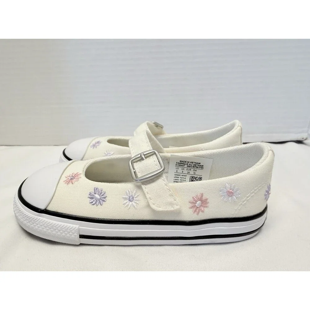 CONVERSE Chuck Taylor All Star Dainty Mary Jane Toddler Size 8 Cream Floral